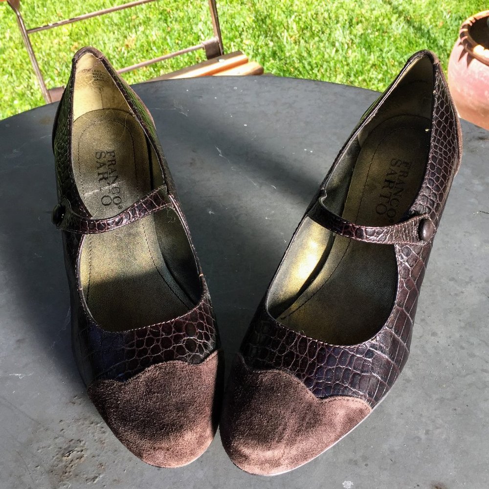 Franco Sarto Croc/Suede heels